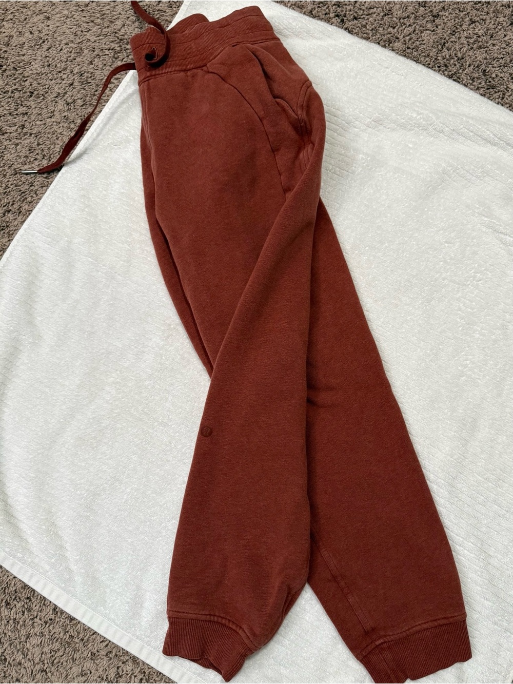 lululemon Rust-Red Cozy scuba joggers cropped Drawstring Sweatpants